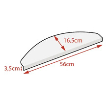 Afbeelding met maatindicaties: 16,5 cm, 56 cm en 3,5 cm
