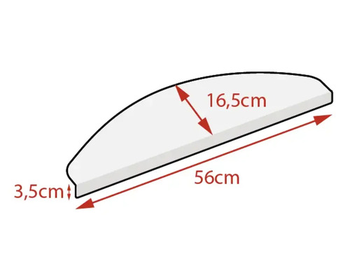 Afbeelding met maatindicaties: 16,5 cm, 56 cm en 3,5 cm
