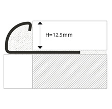 Illustratie van een trapkantprofiel met een hoogte van 12,5 mm.