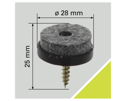 Viltglijder met schroef, diameter 28 mm