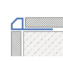 Detailaanzicht van een profiel voor het afwerken van wandtegels