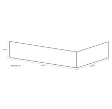 Technische tekening van een balk met de afmetingen 50 x 100 x 210 millimeter